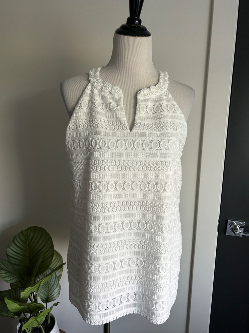 Jones studio M White Crochet Halter top
